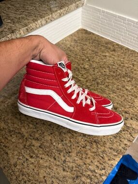 Vans Sk8-Hi Shoes Racing Red White Men Size 10 Used